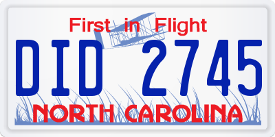 NC license plate DID2745
