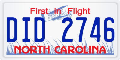 NC license plate DID2746