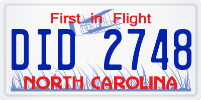 NC license plate DID2748