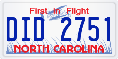 NC license plate DID2751