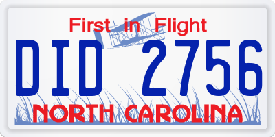 NC license plate DID2756