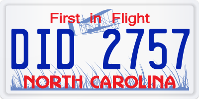 NC license plate DID2757