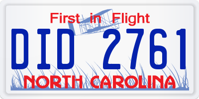 NC license plate DID2761