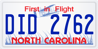 NC license plate DID2762