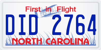NC license plate DID2764