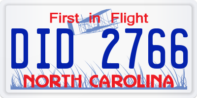 NC license plate DID2766