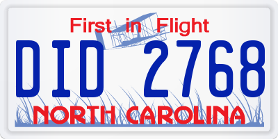 NC license plate DID2768