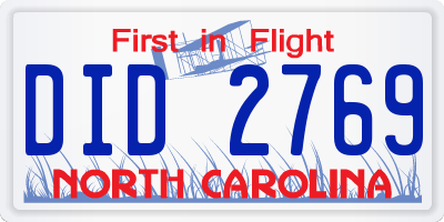 NC license plate DID2769