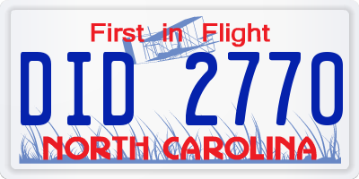 NC license plate DID2770