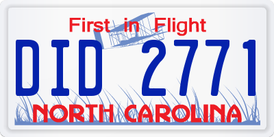 NC license plate DID2771