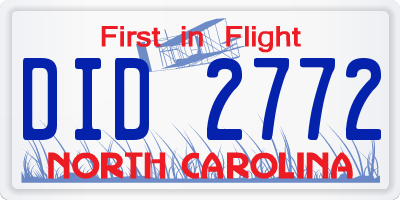 NC license plate DID2772
