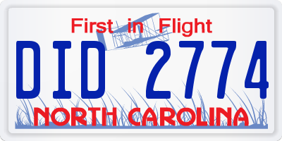 NC license plate DID2774