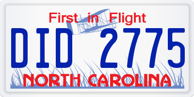 NC license plate DID2775