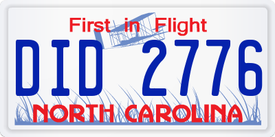 NC license plate DID2776