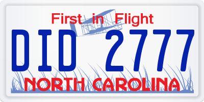 NC license plate DID2777
