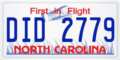 NC license plate DID2779