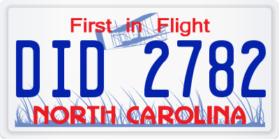 NC license plate DID2782