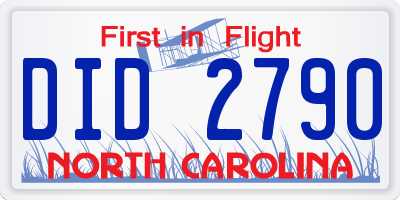 NC license plate DID2790