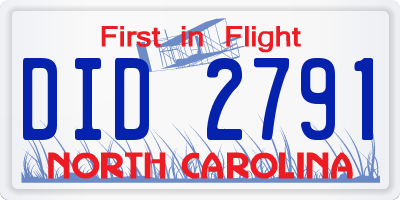 NC license plate DID2791