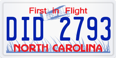 NC license plate DID2793