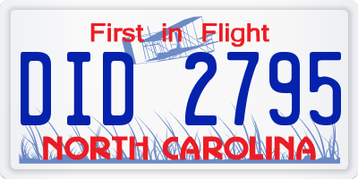 NC license plate DID2795
