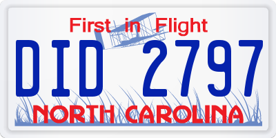 NC license plate DID2797