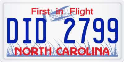 NC license plate DID2799