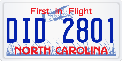 NC license plate DID2801