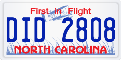 NC license plate DID2808