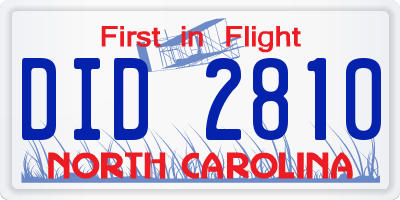 NC license plate DID2810