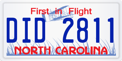 NC license plate DID2811