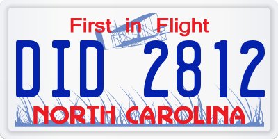 NC license plate DID2812