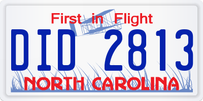 NC license plate DID2813