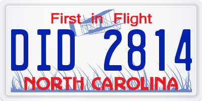 NC license plate DID2814