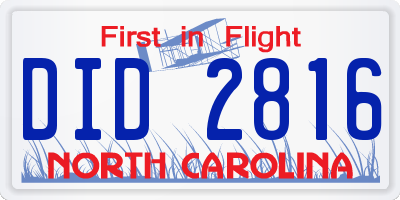 NC license plate DID2816