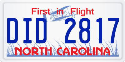 NC license plate DID2817