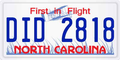 NC license plate DID2818