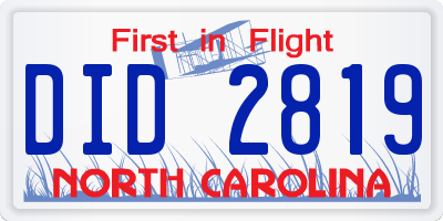 NC license plate DID2819