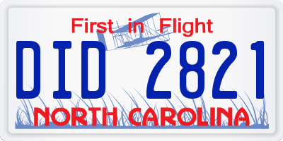 NC license plate DID2821