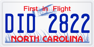 NC license plate DID2822