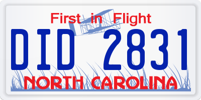 NC license plate DID2831