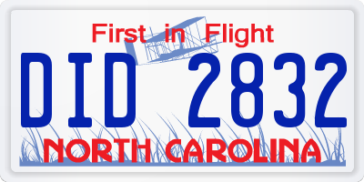 NC license plate DID2832
