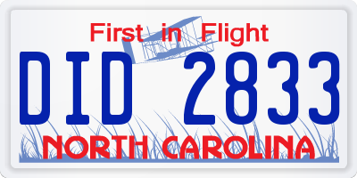NC license plate DID2833