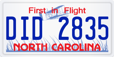 NC license plate DID2835