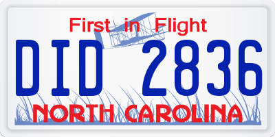 NC license plate DID2836