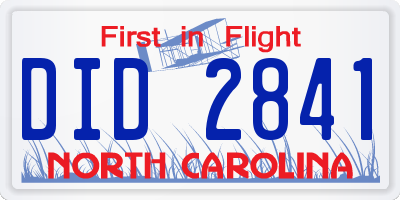 NC license plate DID2841