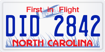NC license plate DID2842