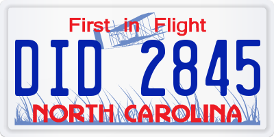 NC license plate DID2845