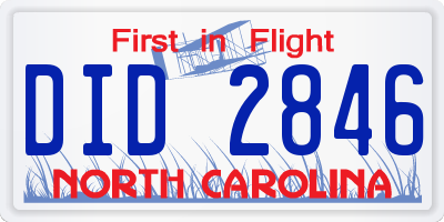 NC license plate DID2846