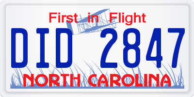 NC license plate DID2847